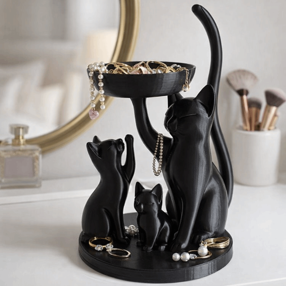 3D Printing Ring Holder - Cartoon Cat Jewelry Tray 3D Printed