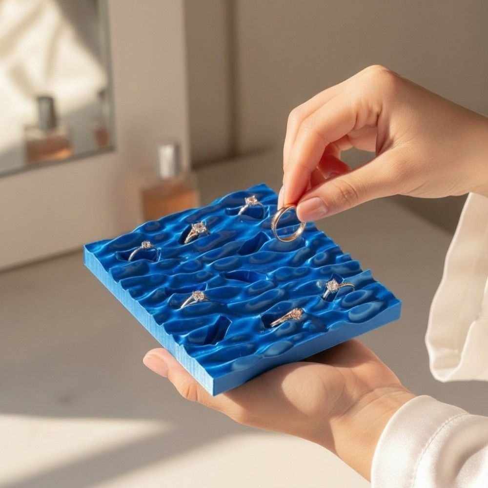 Sea Wave Ring Display Plates C - đánh giá và giá 3D Printing Ring Holder